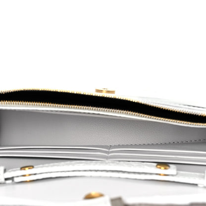 Balenciaga Shiny Calfskin Crocodile Embossed Hourglass Chain Bag White 6 of 8