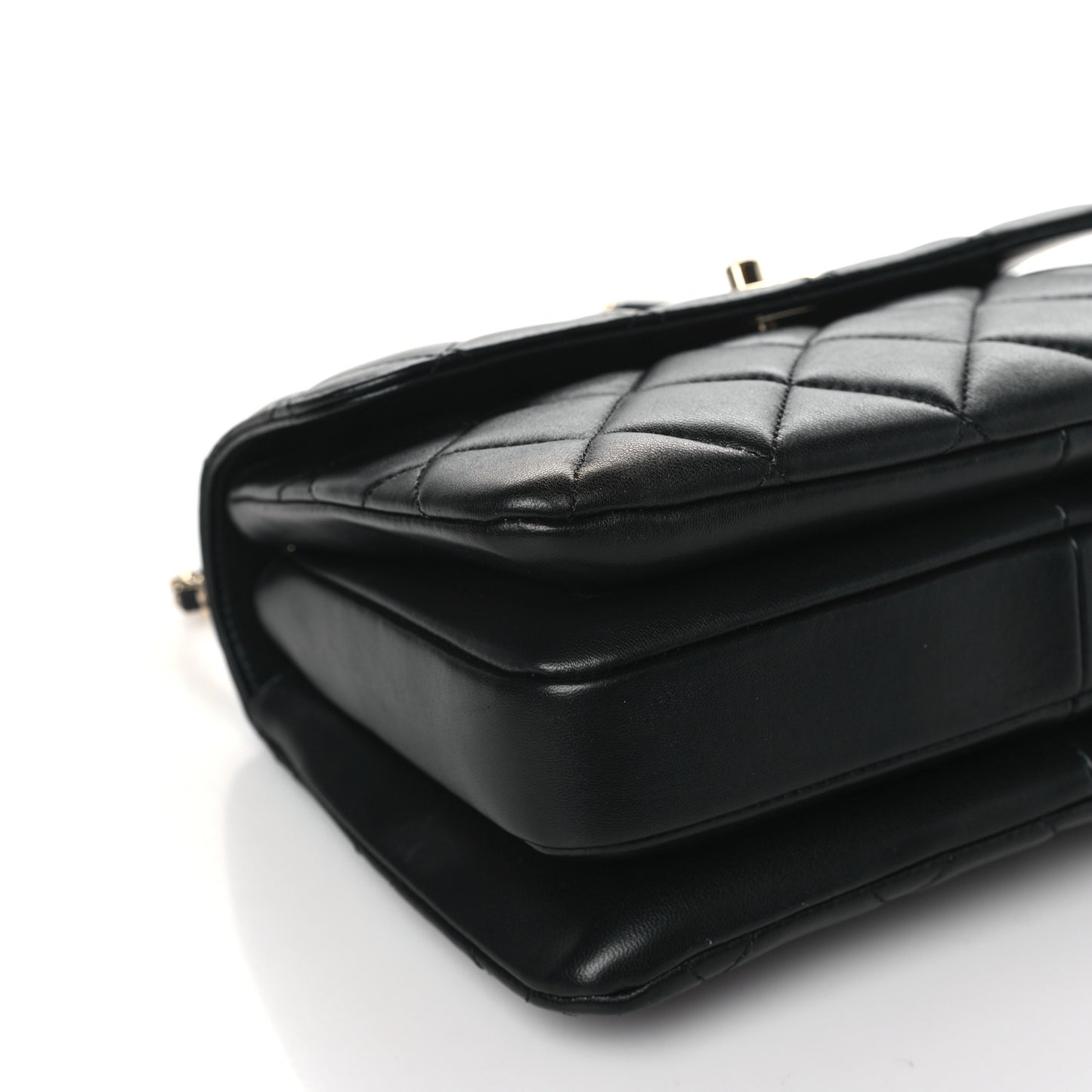 Lambskin Quilted Small Trendy CC Dual Handle Flap Bag Black