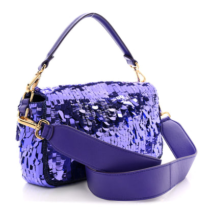 Fendi Sequin Paillettes Shiny Nappa Sex and the City Baguette Viola Purple Rain 3 of 11