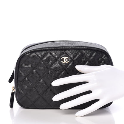 Chanel Caviar Quilted Curvy Pouch Cosmetic Case Black 2 of 9