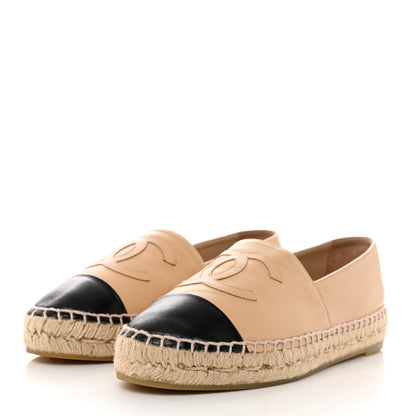 Chanel Lambskin CC Espadrilles 36 Beige Black 3 of 9