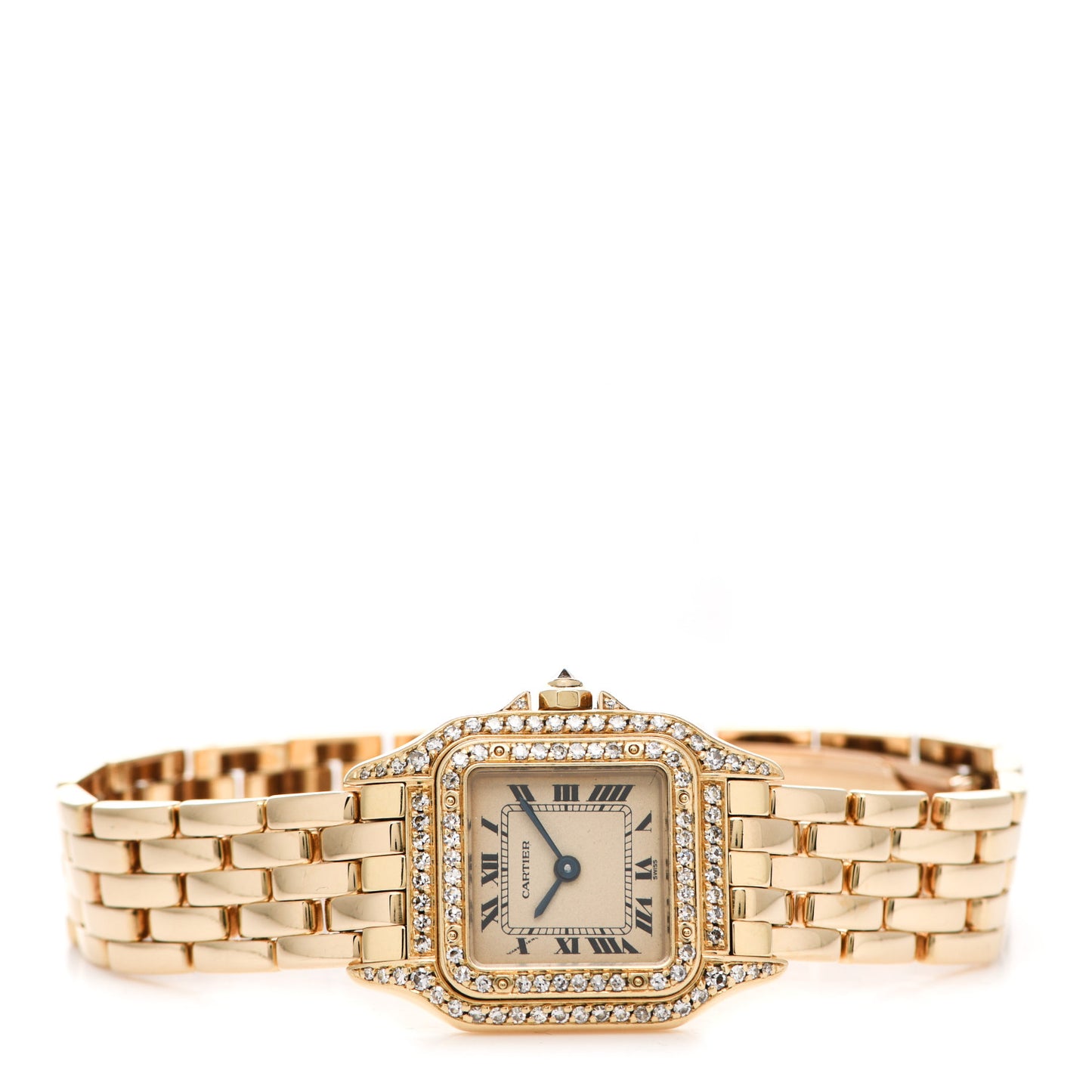18K Yellow Gold Diamond 22mm Double Row Panthere Quartz Watch