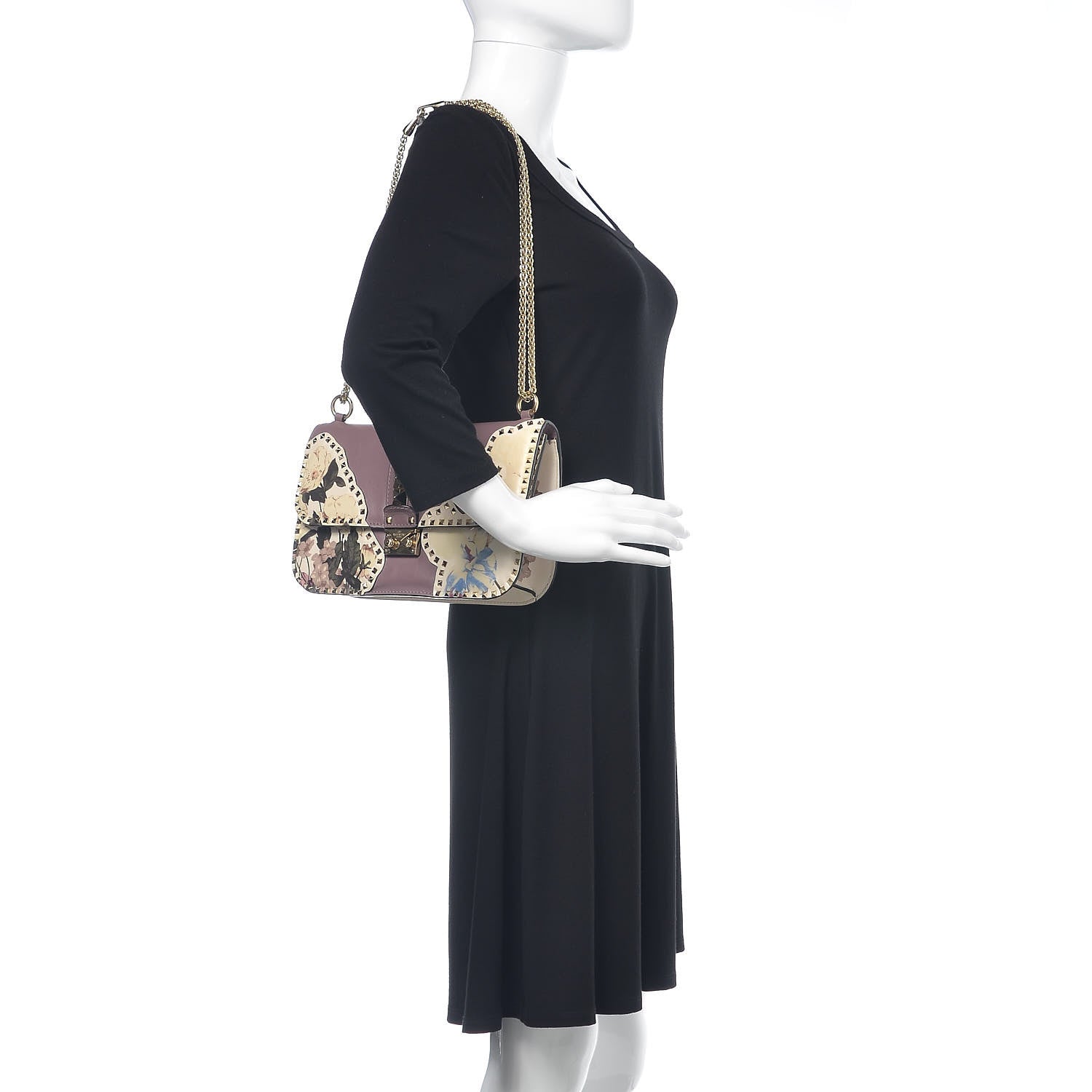 Valentino Garavani Vitello Monogram Kimono 1997 Print Medium Glam Lock Rockstud Flap Dark Mauve 2 of 16