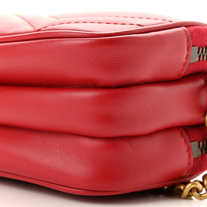 Gucci Calfskin Matelasse Mini GG Marmont Chain Crossbody Bag Hibiscus Red 10 of 11