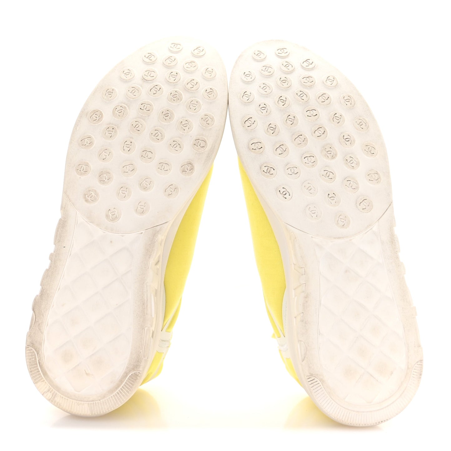 Calfskin Mesh Lycra Logo Sneakers 39.5 Yellow