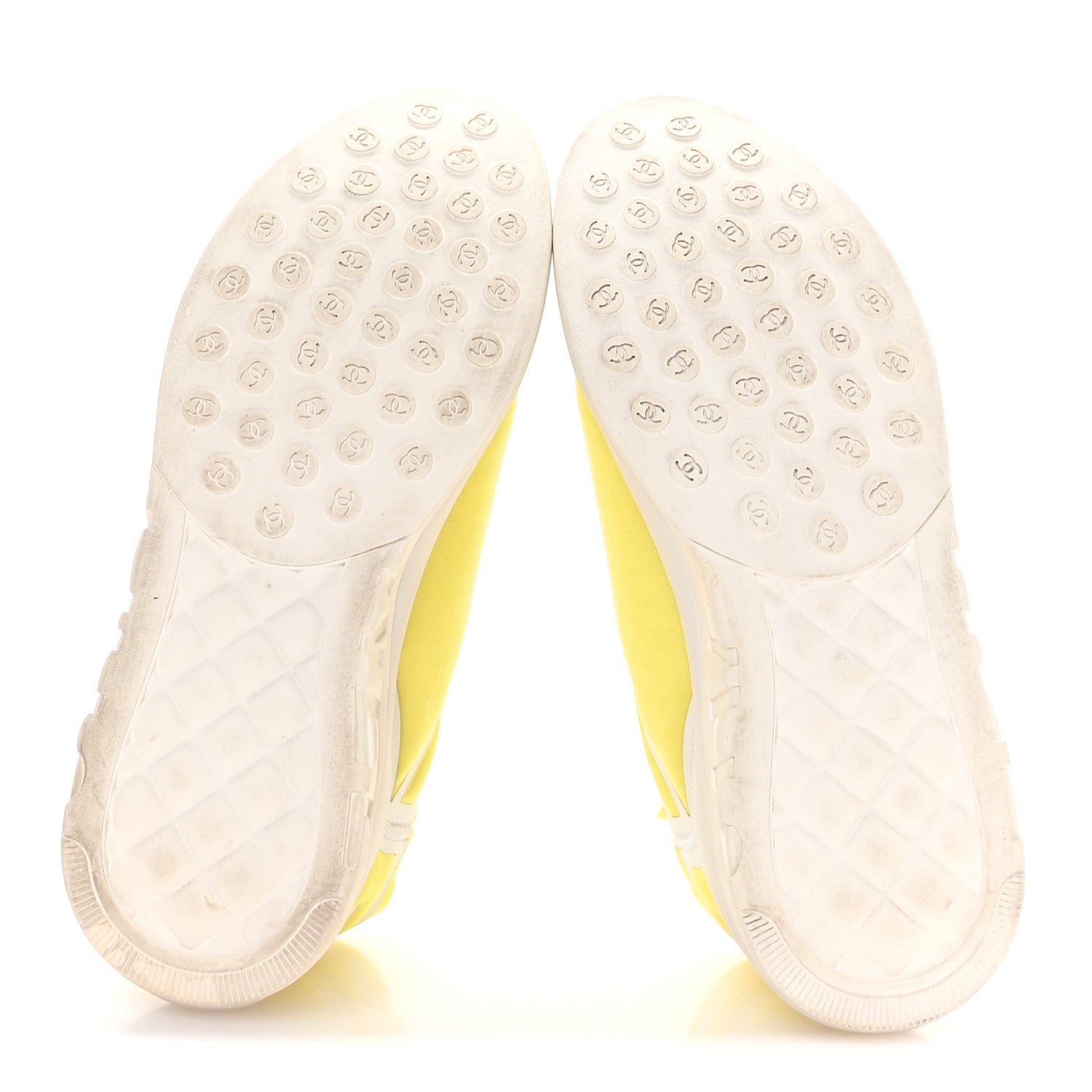 Chanel Calfskin Mesh Lycra Logo Sneakers 39.5 Yellow 6 of 8