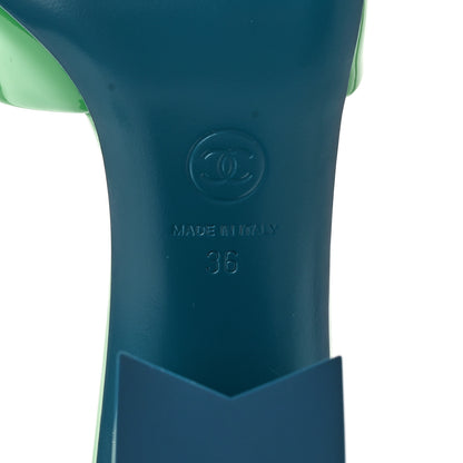 Chanel Patent CC Mules 36 Green Turquoise 6 of 10