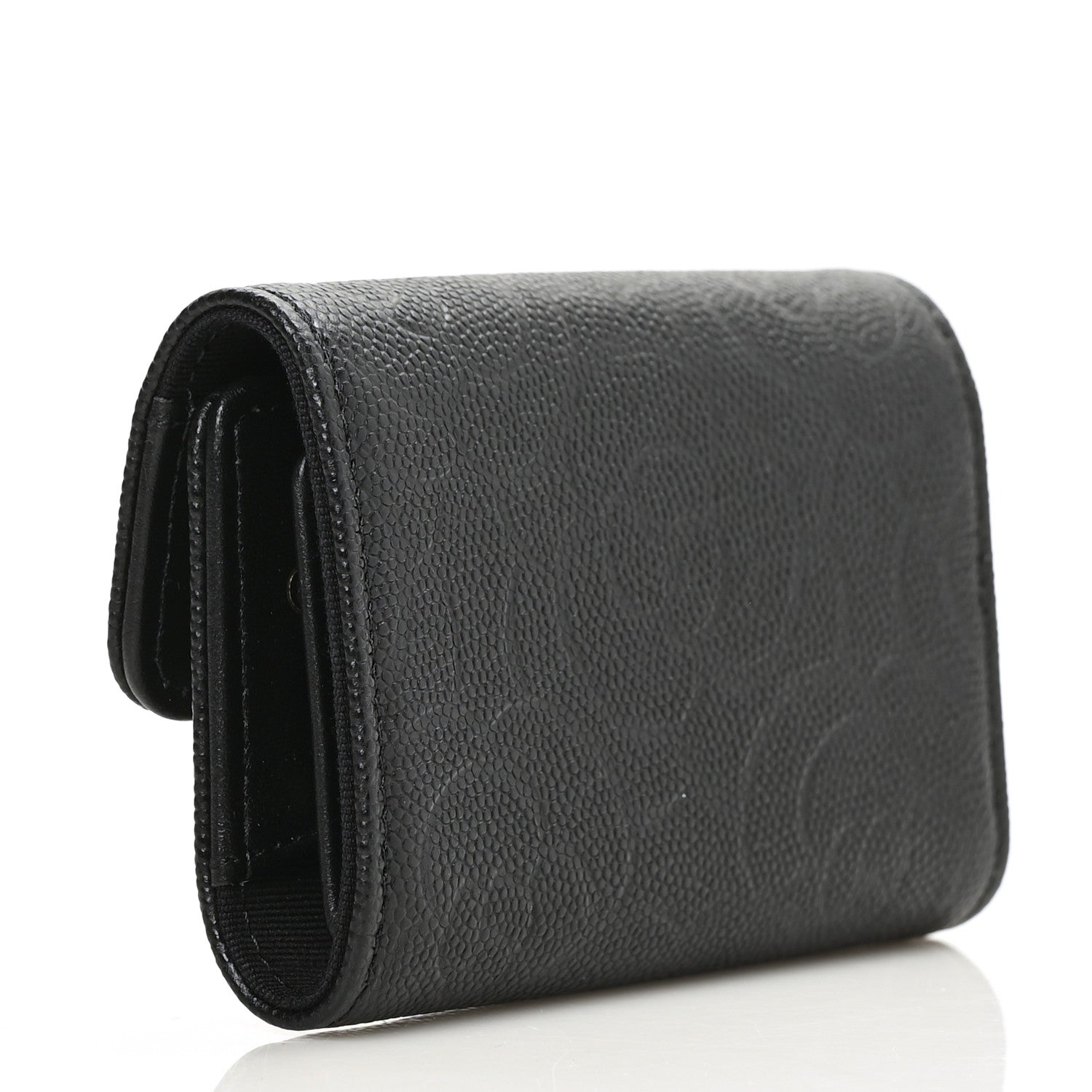 Chanel Caviar Embossed Camellia 4 Key Holder Case Black 3 of 7