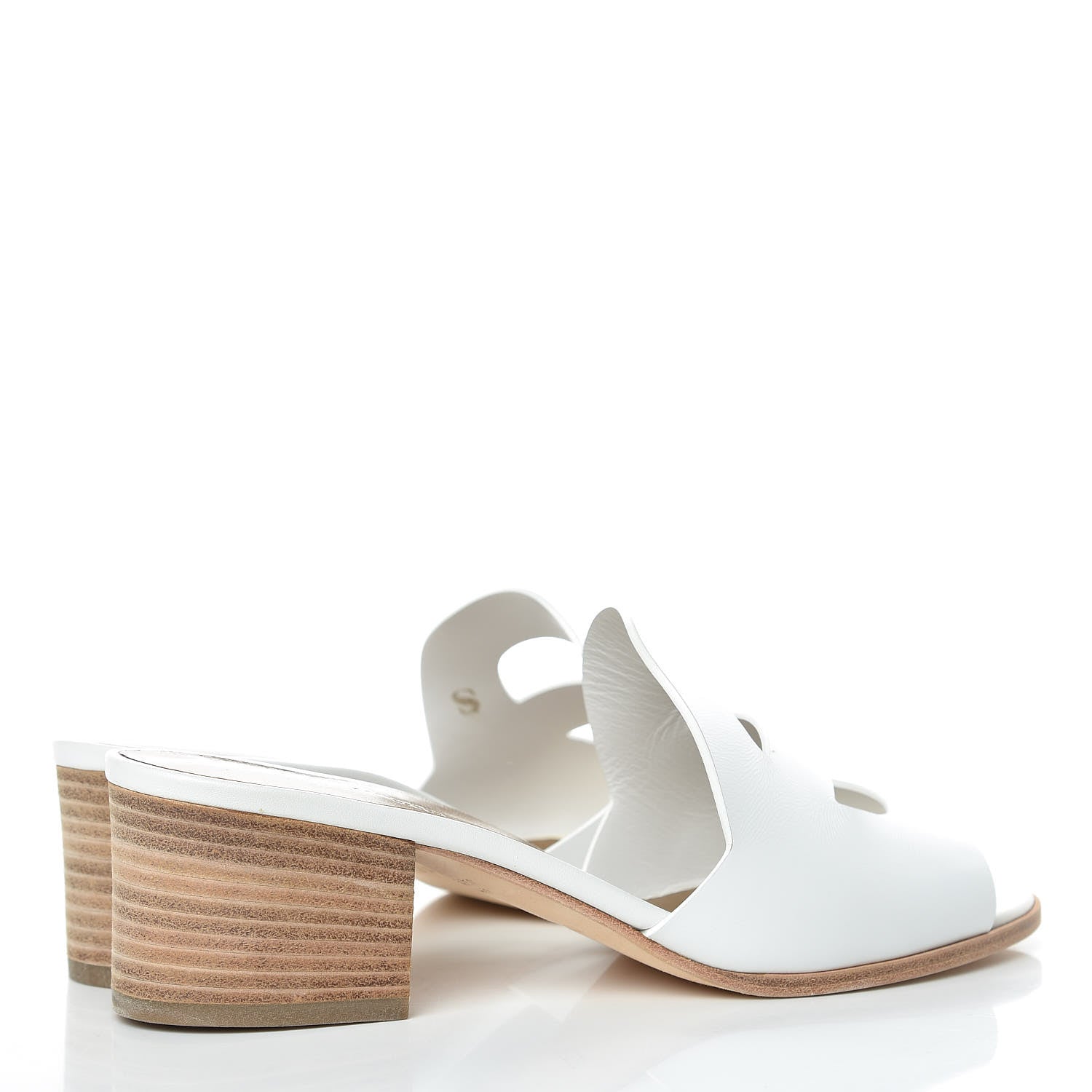 Hermes Calfskin Mona Sandals 37 White 4 of 10