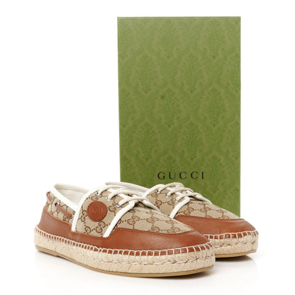 Gucci GG Monogram Mens Espadrille Loafers 9 Beige Ebony Mystic White 11 of 11