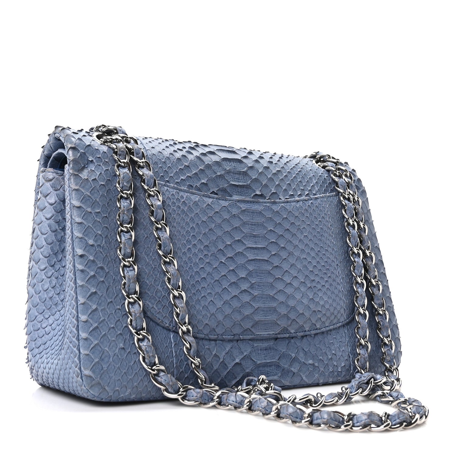 Chanel Snakeskin Jumbo Double Flap Light Blue 5 of 21