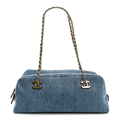 Chanel Denim Quilted Eyes On You Bowling Bag Blue 1 of 11