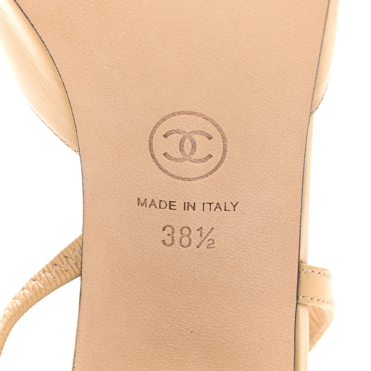 Goatskin Grosgrain Cap Toe CC Slingback Pumps 38.5 Beige Black