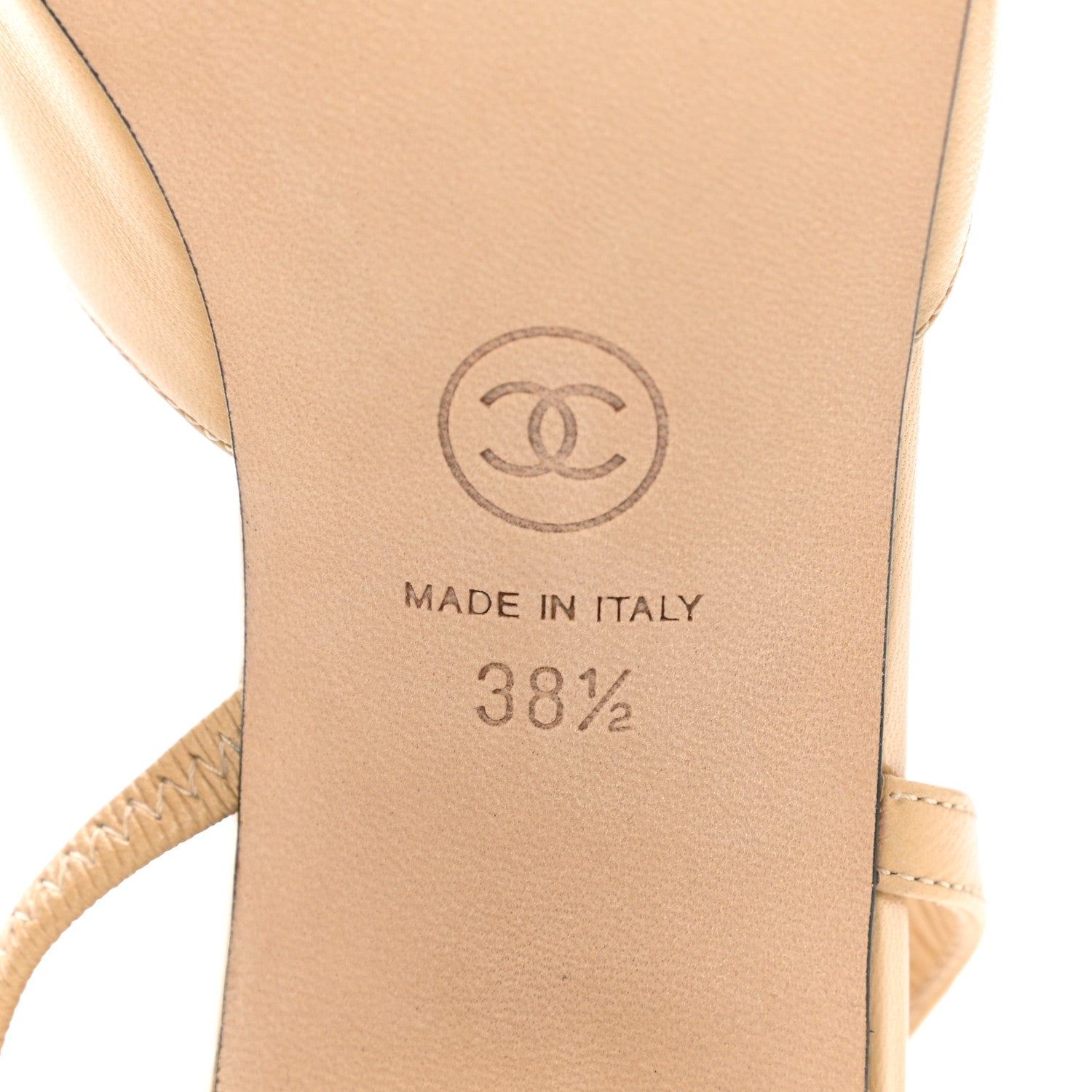 Chanel Goatskin Grosgrain Cap Toe CC Slingback Pumps 38.5 Beige Black 6 of 9