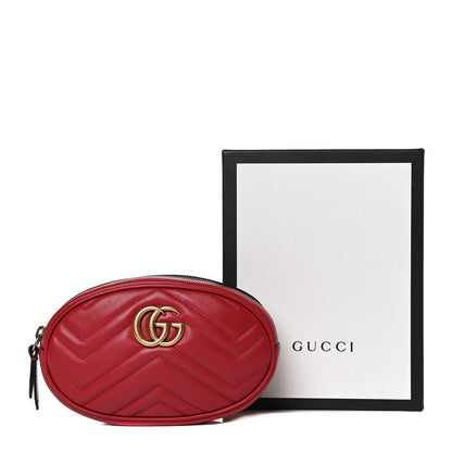 Gucci Calfskin Matelasse GG Marmont Belt Bag 75 30 Hibiscus Red 9 of 9