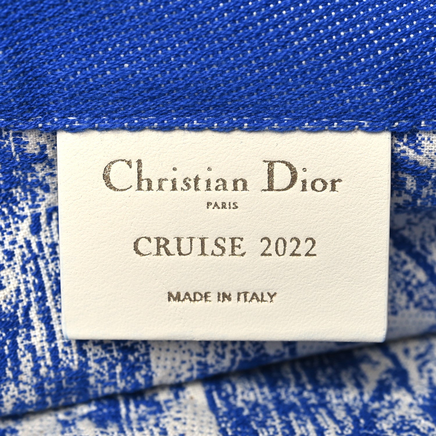 Christian Dior Canvas Print Cruise Tote Ivory Blue 5 of 8