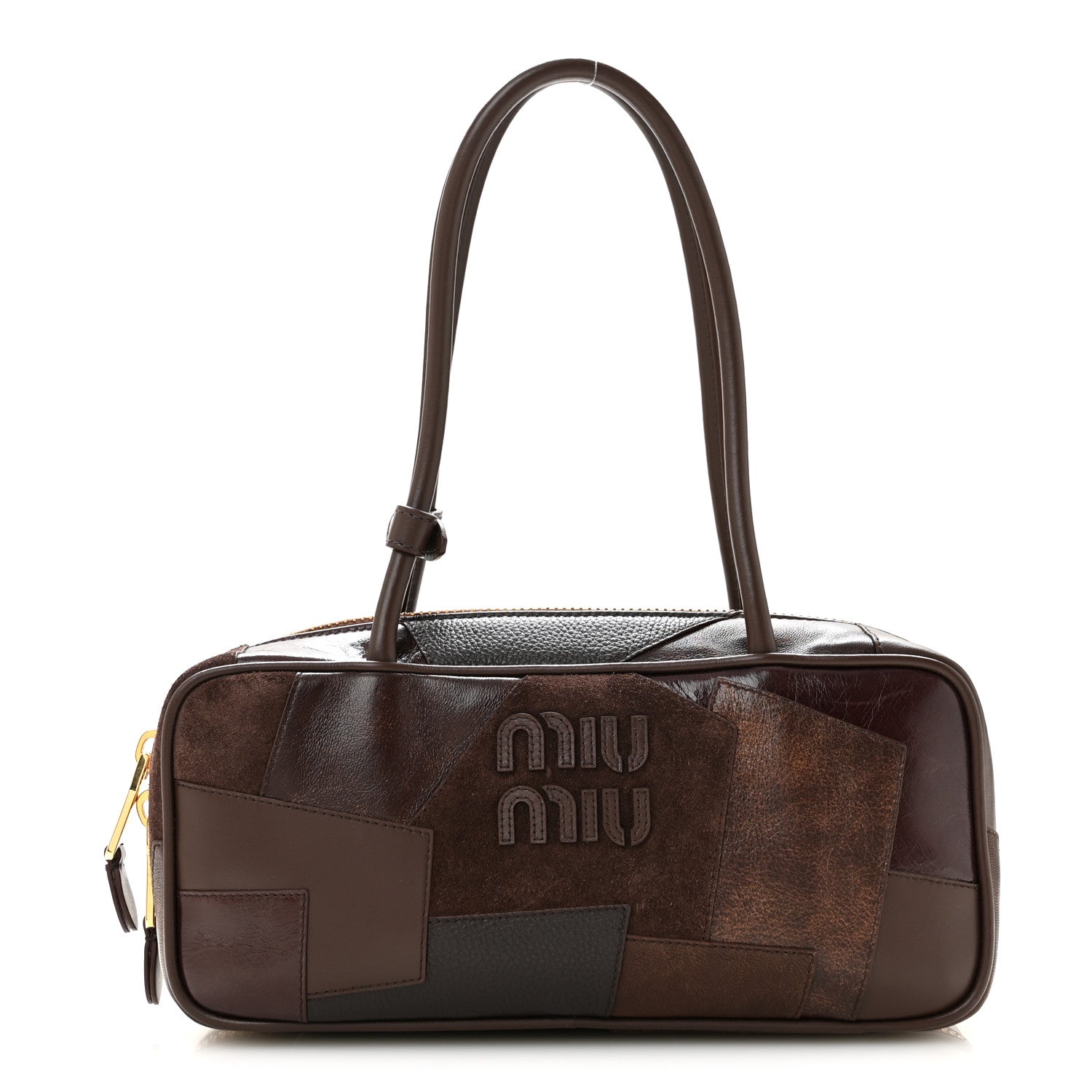 Miu Miu Nappa Patchwork Small Beau Top Handle Bag Briarwood 1 of 8