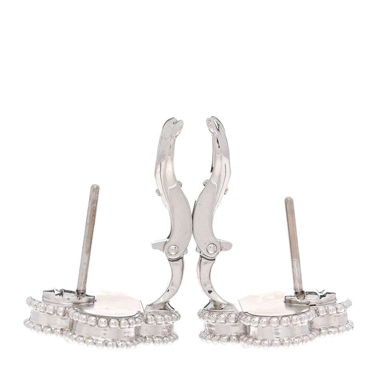 18K White Gold Guilloche Vintage Alhambra Earrings