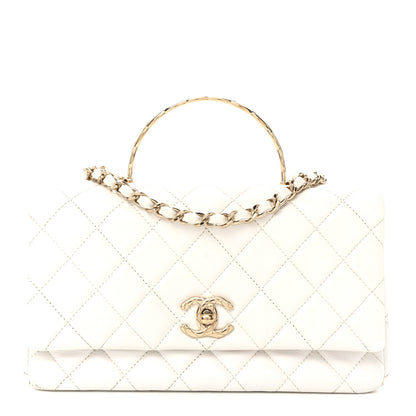 Chanel Caviar Quilted Small Top Handle Flap With Chain Black White 1 of 11