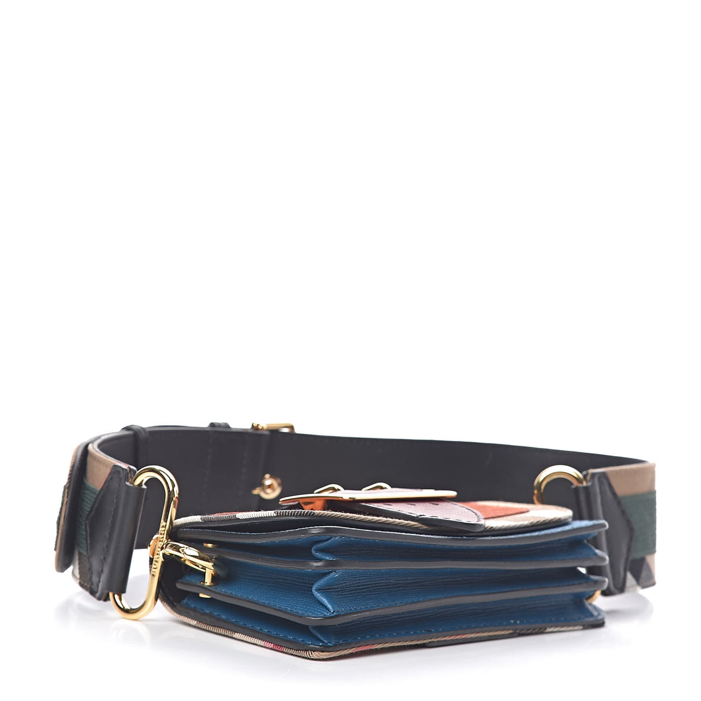 Suede Embossed House Check Small Buckle Crossbody Sienna Red