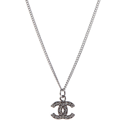 Chanel Crystal Timeless CC Necklace Silver 1 of 7