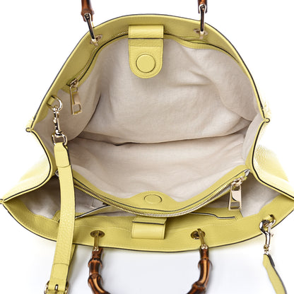 Gucci Calfskin Large Bamboo Shopper Tote Citrus 6 of 12