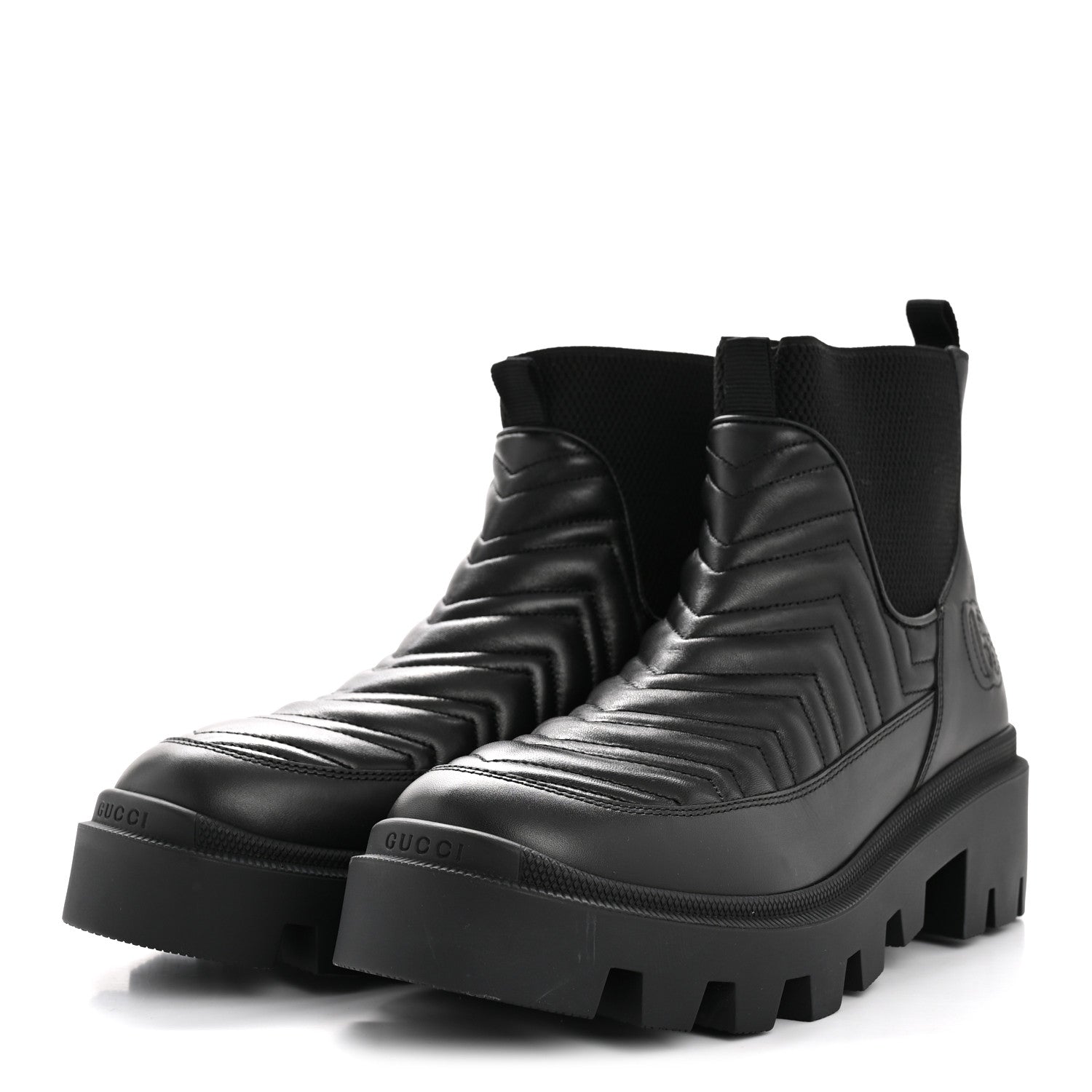 Gucci Calfskin Nappa Matelasse Frances Chelsea Boots 41 Black 4 of 10