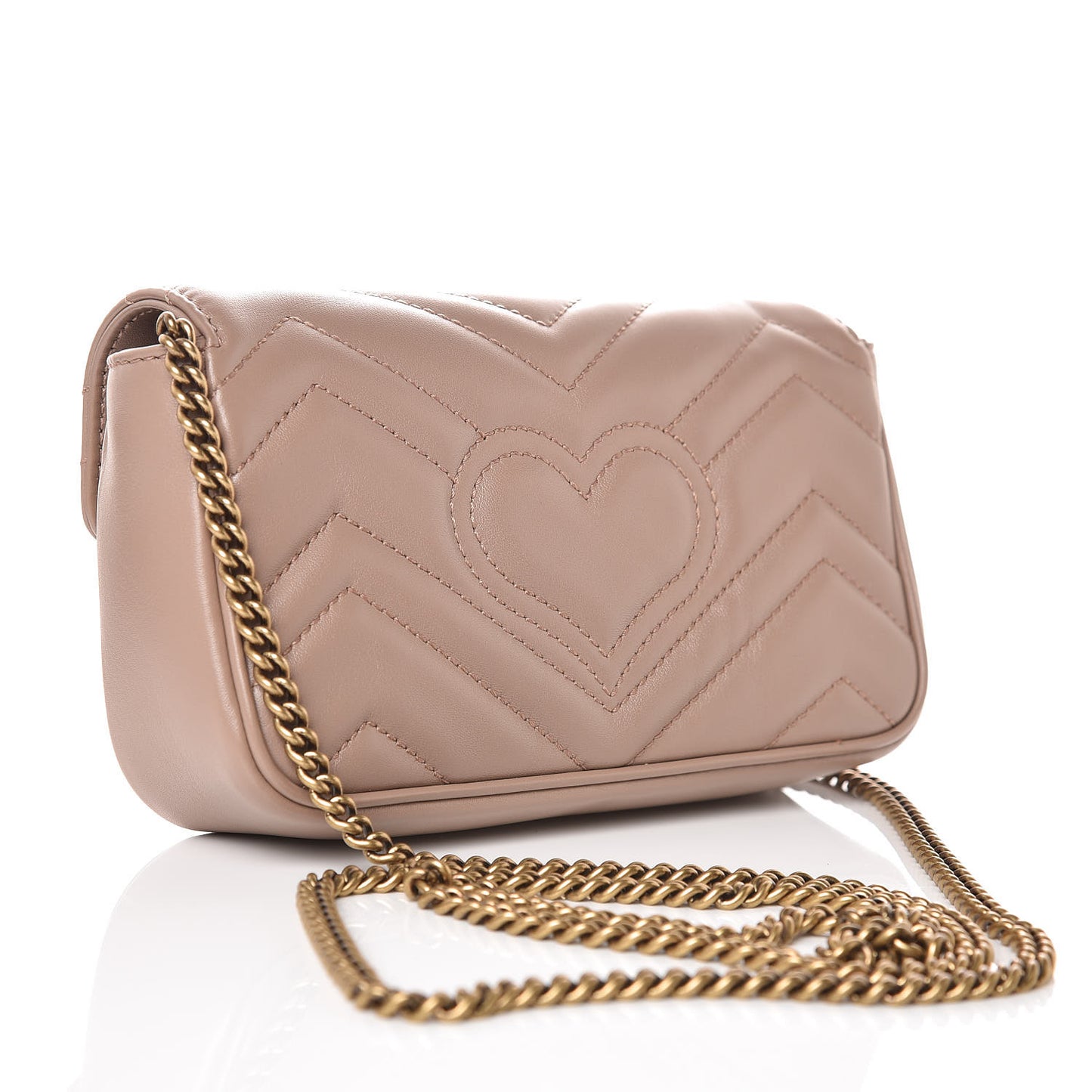 Calfskin Matelasse Super Mini GG Marmont Shoulder Bag Porcelain Rose