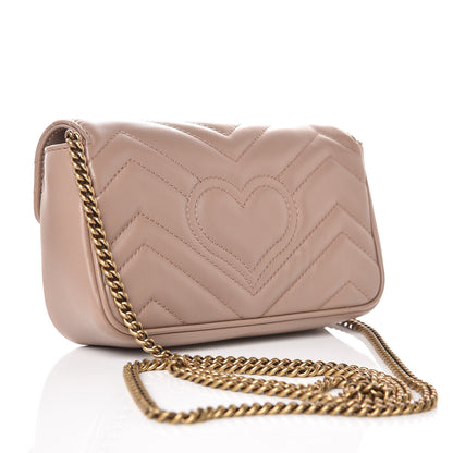 Gucci Calfskin Matelasse Super Mini GG Marmont Shoulder Bag Porcelain Rose 3 of 10