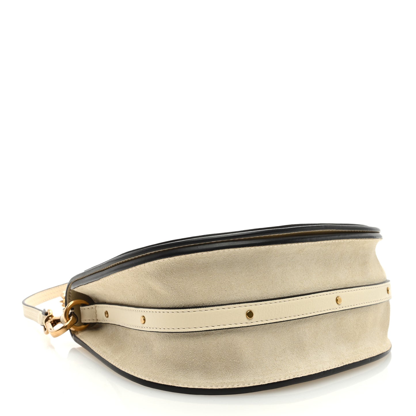 Calfskin Suede Medium Nile Bracelet Bag Off White