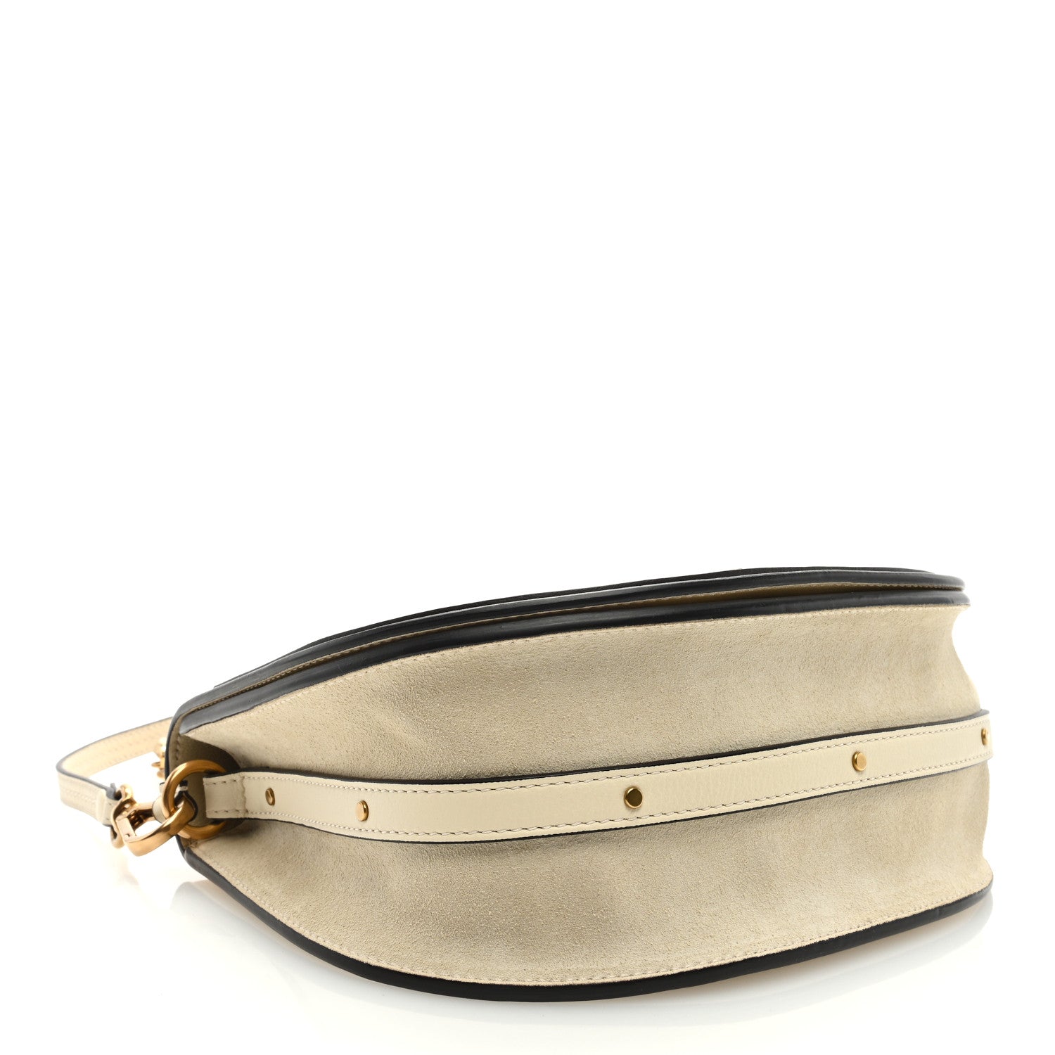 Chloe Calfskin Suede Medium Nile Bracelet Bag Off White 3 of 7