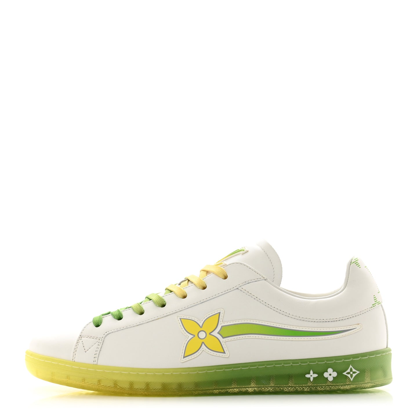 Calfskin Mens Luxembourg Samothrace Sneakers 8 White Yellow Green