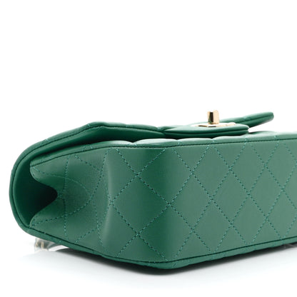 Chanel Lambskin Quilted Mini Top Handle Rectangular Flap Green 9 of 10