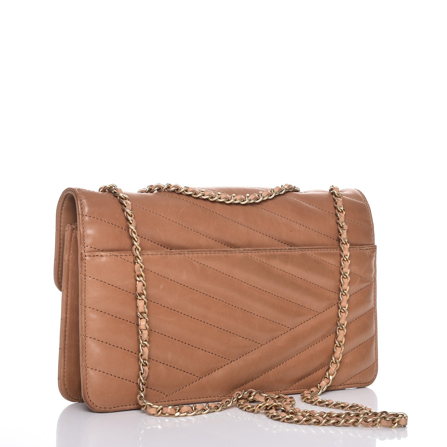 Calfskin Chevron Gabrielle Flap Brown