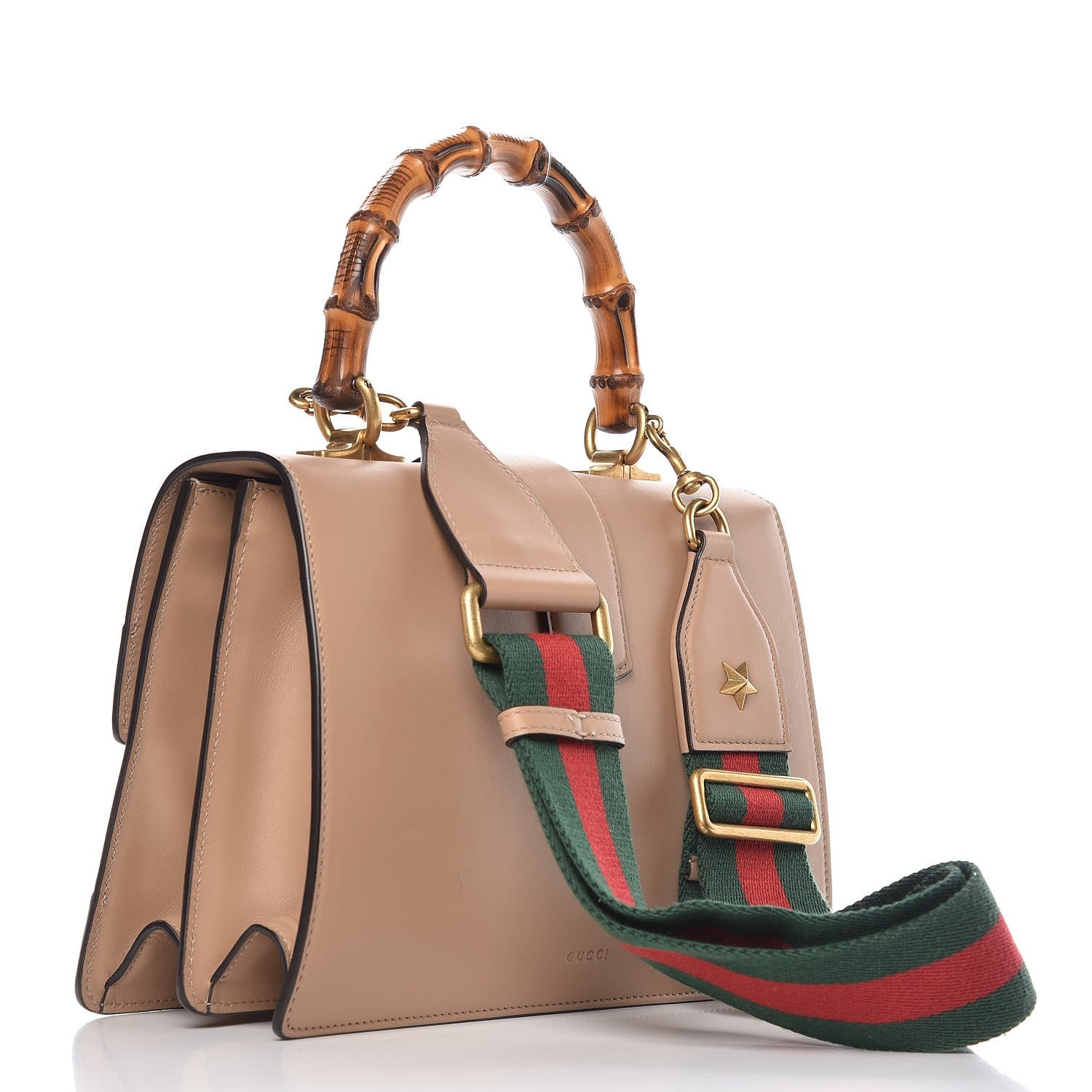 Gucci Calfskin Bamboo Web Medium Dionysus Top Handle Bag Camelia Bright Evergreen Hibiscus Red 4 of 8