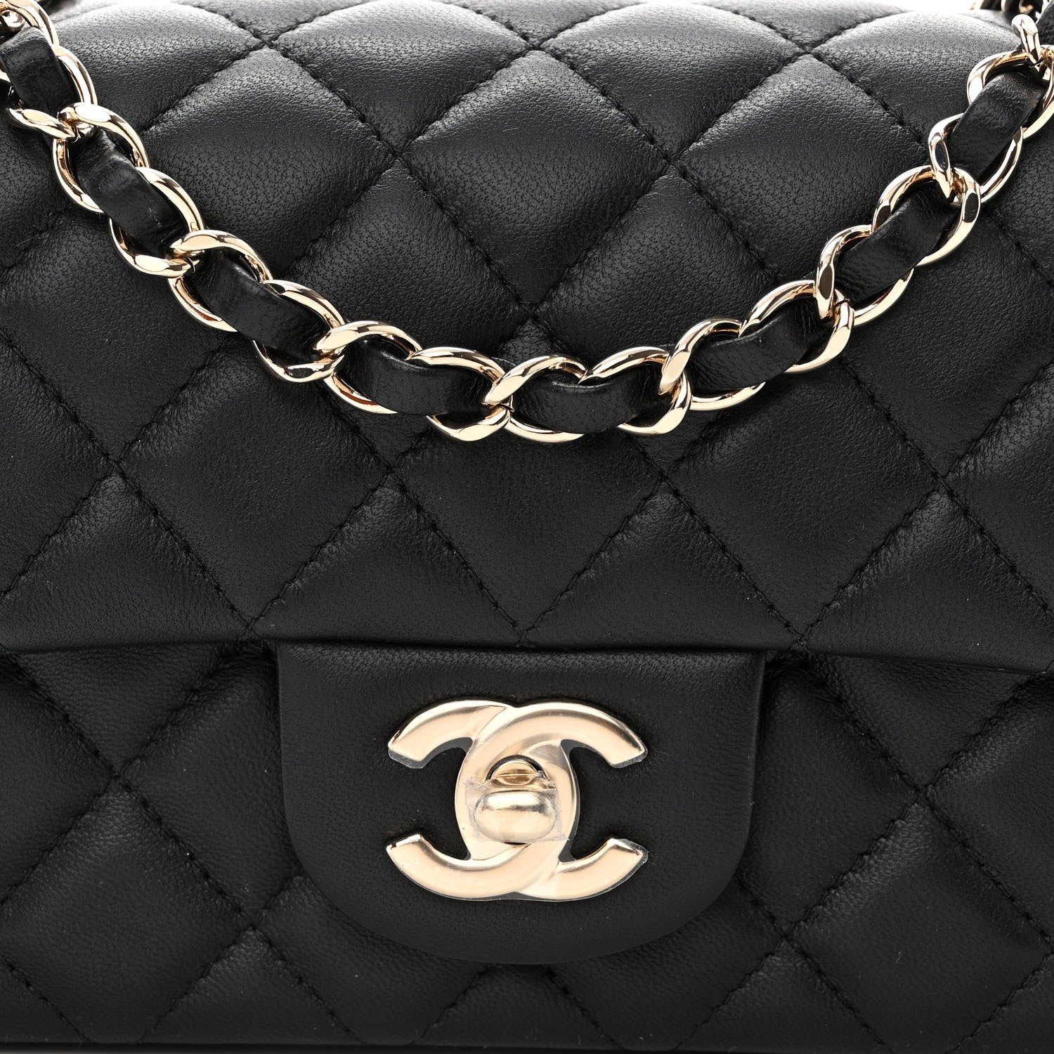 Chanel Lambskin Quilted Mini Rectangular Flap Black 9 of 11