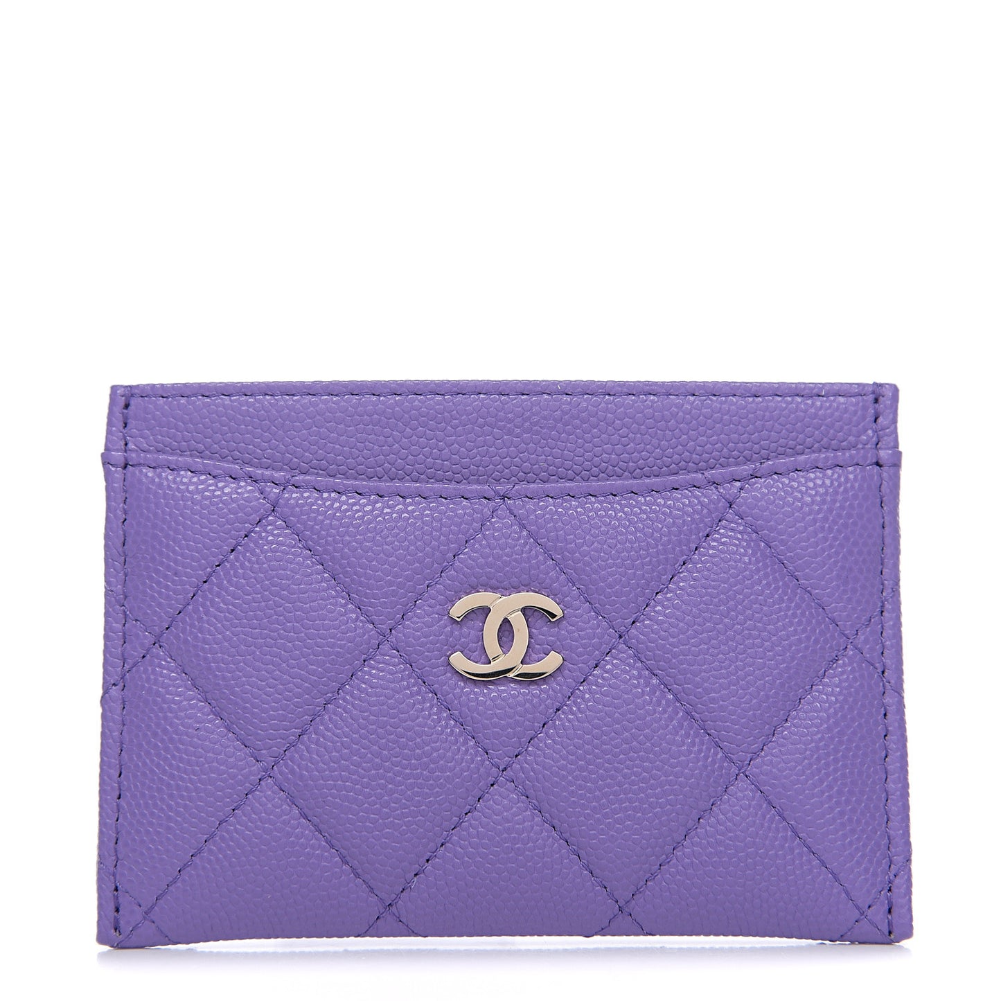 Caviar Quilted Card Holder Purple