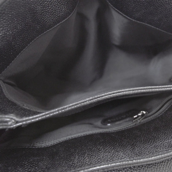 Caviar Flap Shoulder Bag Black SHW