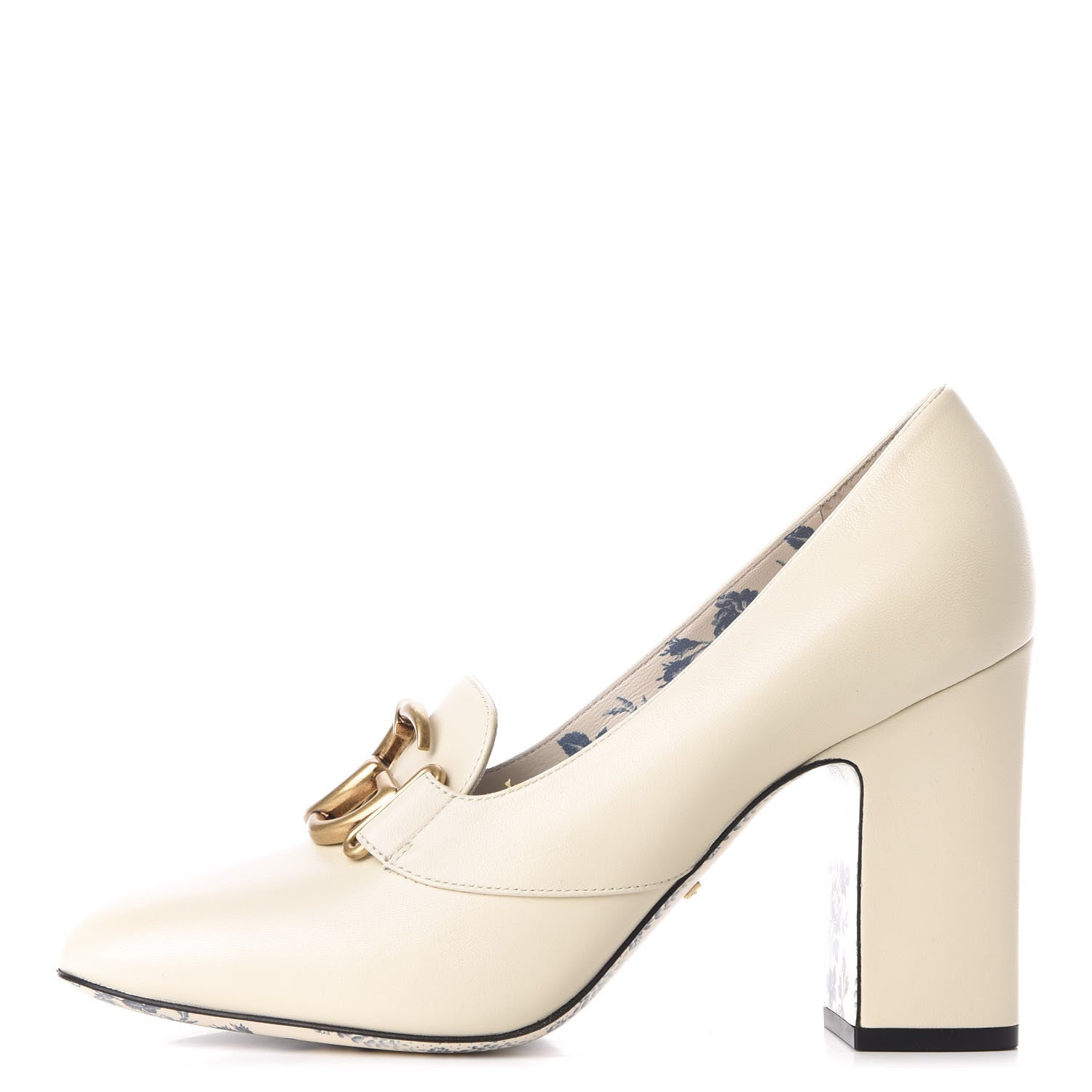 Gucci Malaga Kid GG Victoire 95mm Loafer Pumps 40 Vintage White 1 of 10