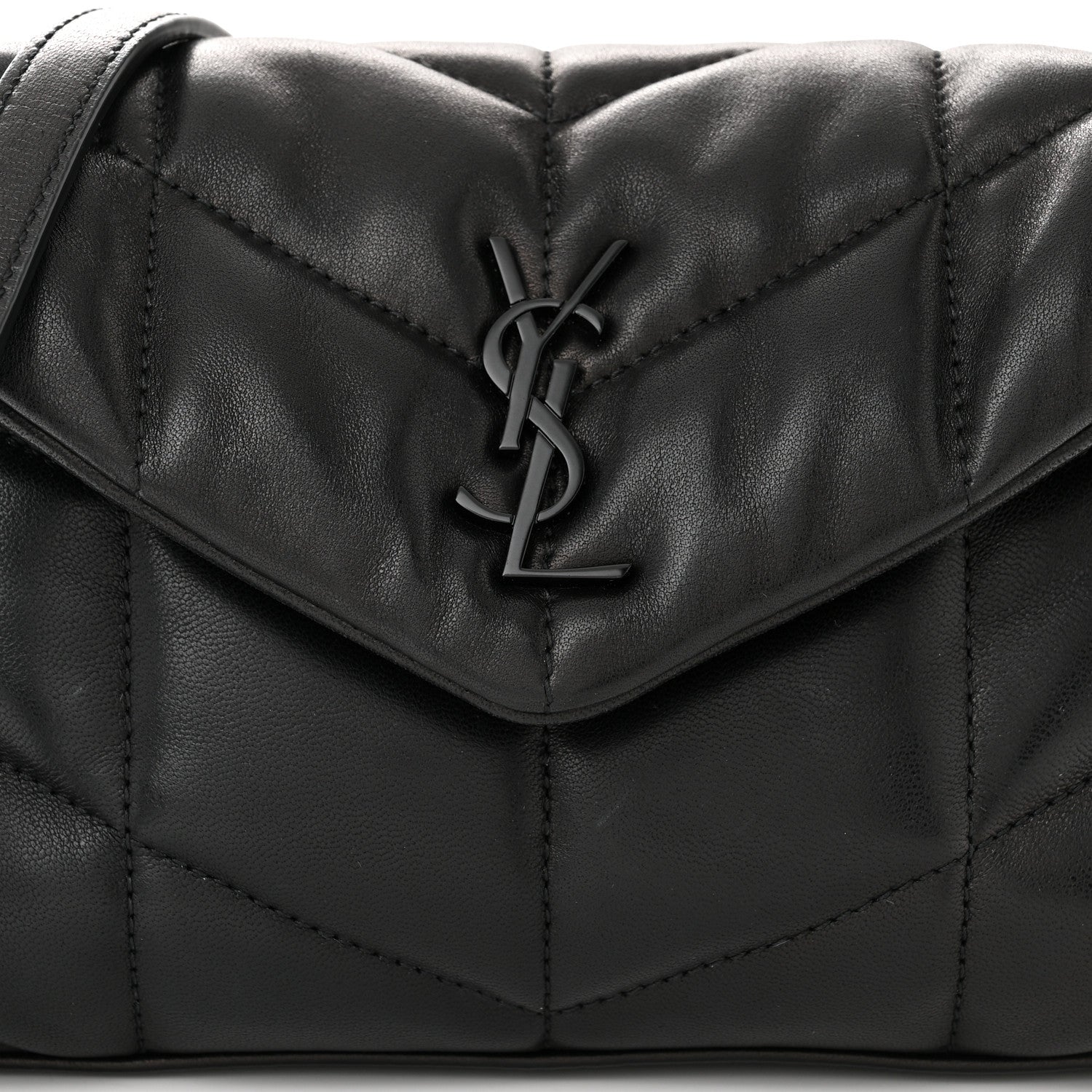 Saint Laurent Lambskin Quilted Toy Loulou Puffer Monogram Monochrome Chain Satchel Black 8 of 10