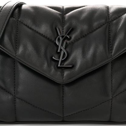 Saint Laurent Lambskin Quilted Toy Loulou Puffer Monogram Monochrome Chain Satchel Black 8 of 10