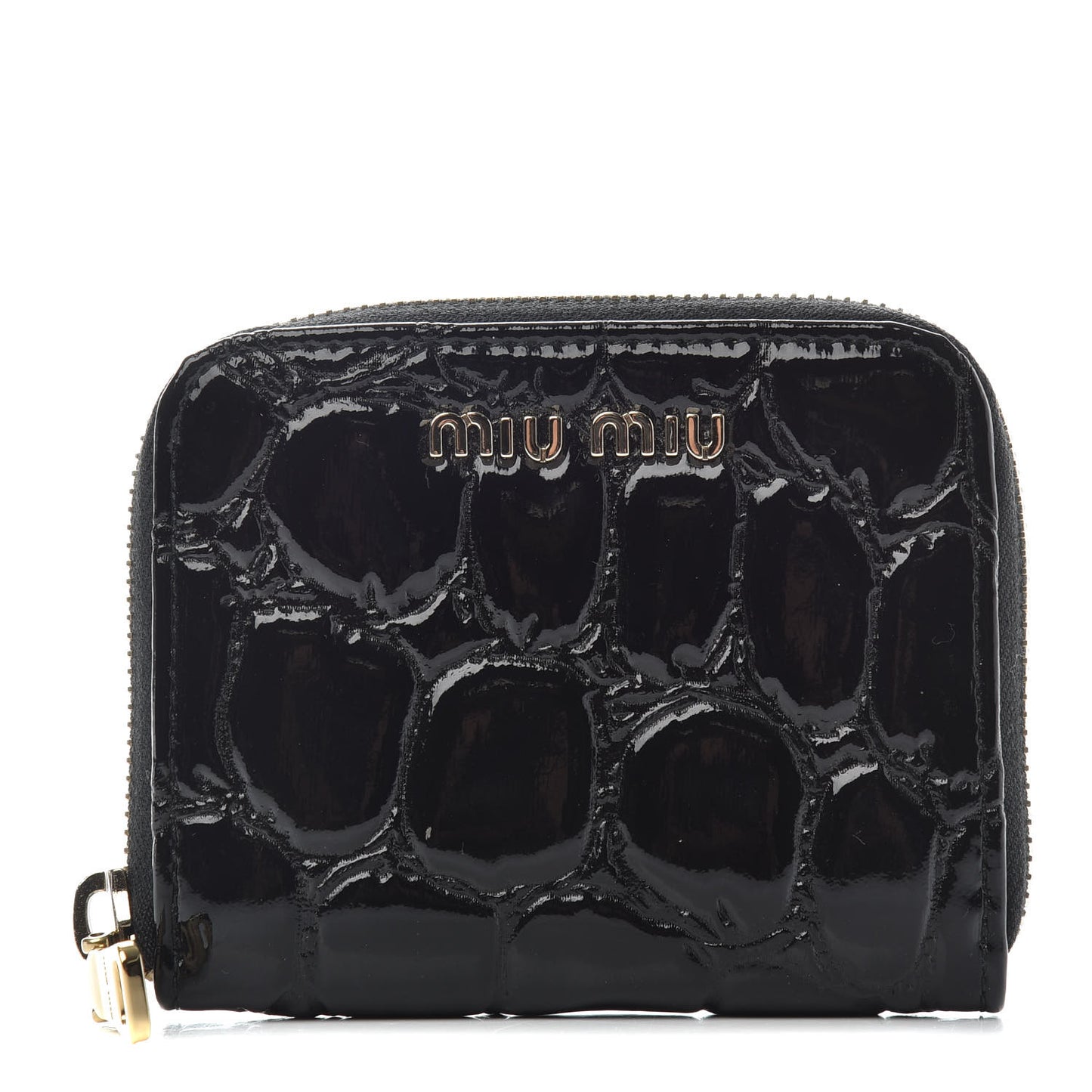 Vernice Alligator Embossed Zip Around Wallet Black