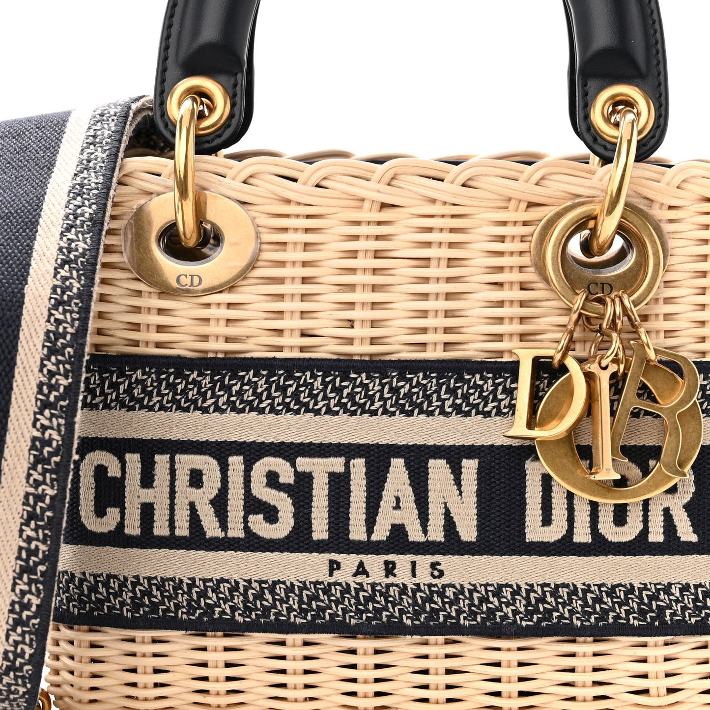 Wicker Oblique Mini Lady Dior Bag Blue