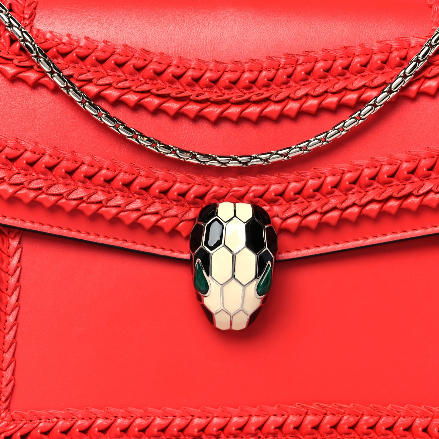 Calfskin Plisse Serpenti Forever Crossbody Bag Red