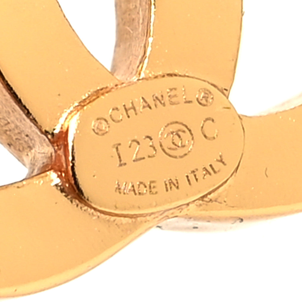 Chanel Metal CC Earrings Gold White 4 of 4