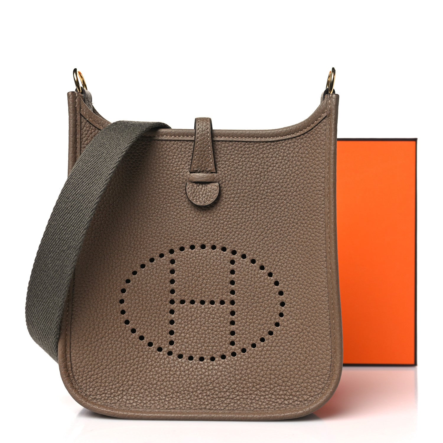 Hermes Taurillon Clemence Amazone Evelyne TPM Beige De Weimar Gris Etain 11 of 11