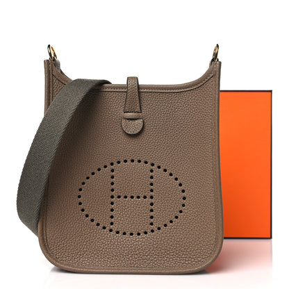 Hermes Taurillon Clemence Amazone Evelyne TPM Beige De Weimar Gris Etain 11 of 11
