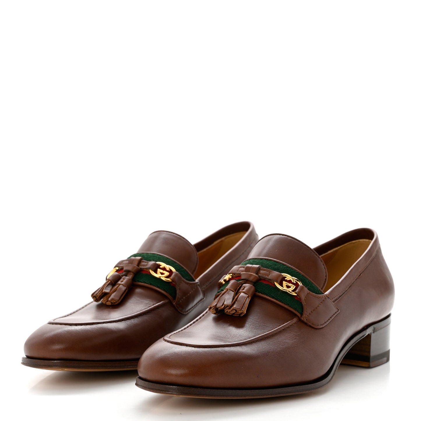 Calfskin Web Interlocking G Tassel Loafers 37.5 Indian Ebony