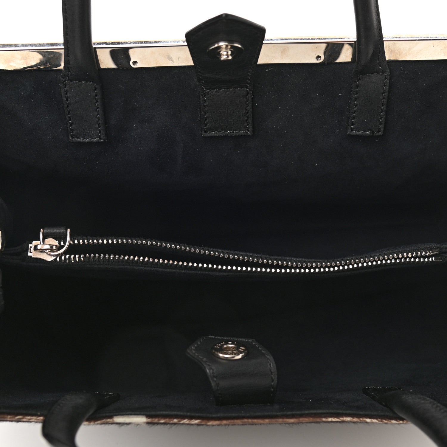 Fendi Calf Hair Cow Print Regular 2Jours Tote Grey Black 4 of 13