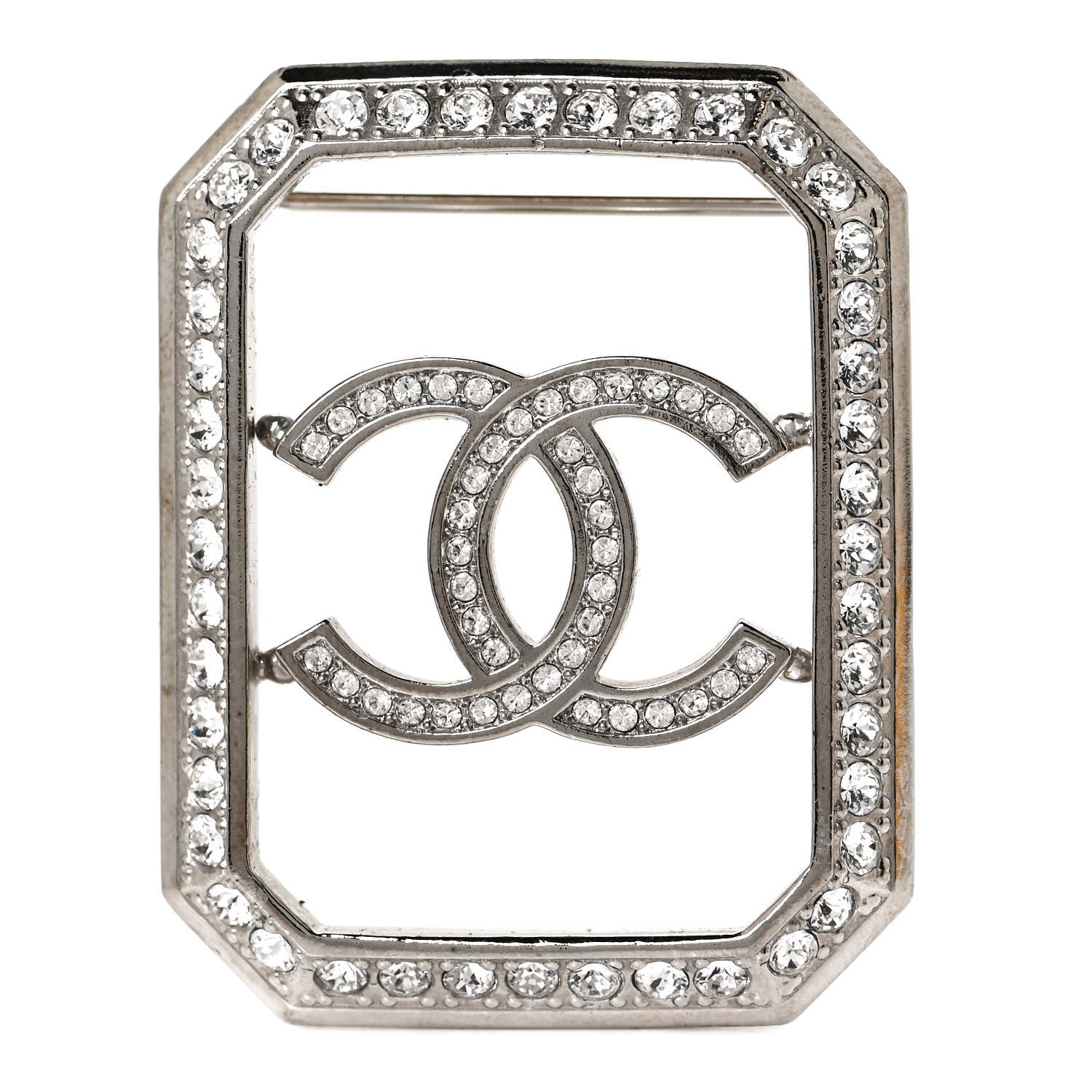 Chanel Crystal CC Brooch Silver 1 of 5